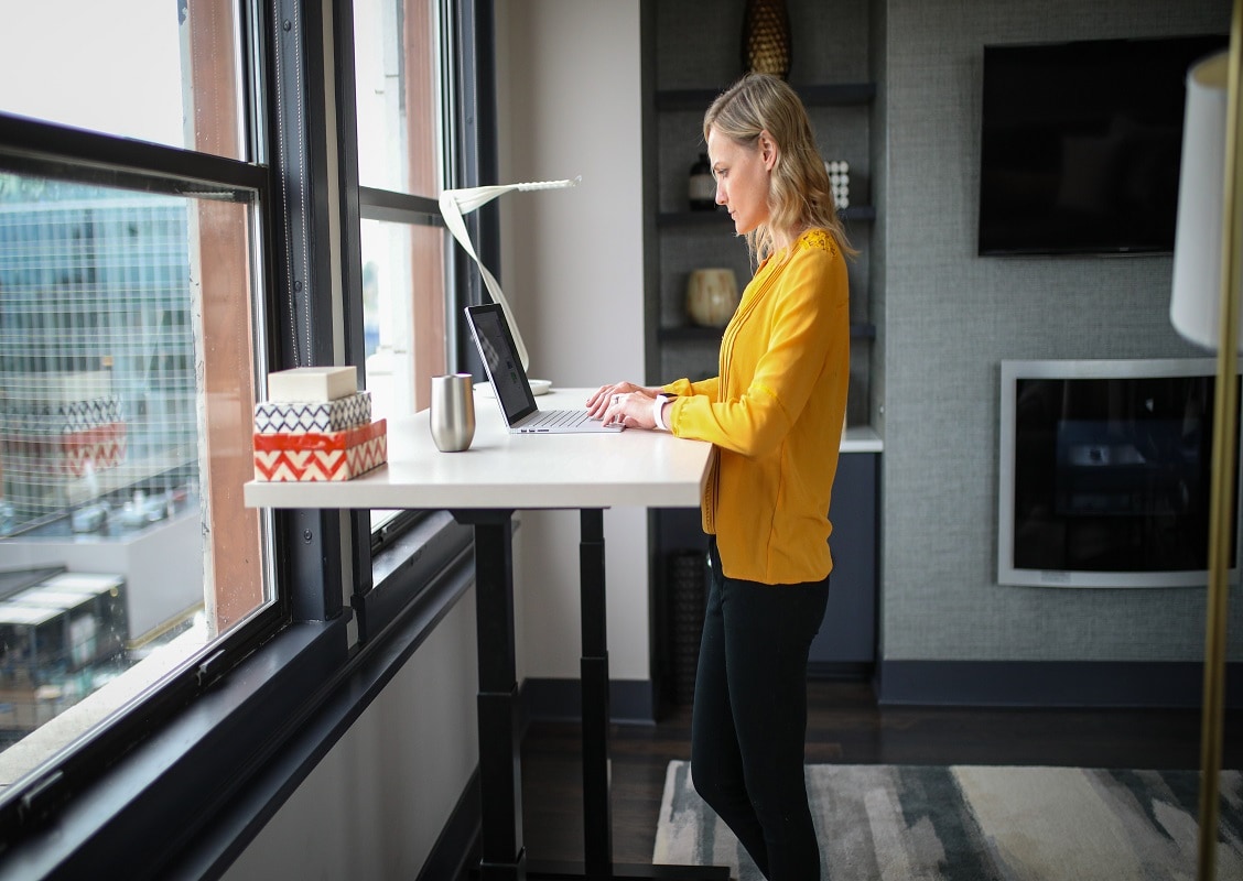 Tall glass store desk